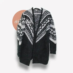 Ecote southwestern open front fuzzy oversized cardigan sweater